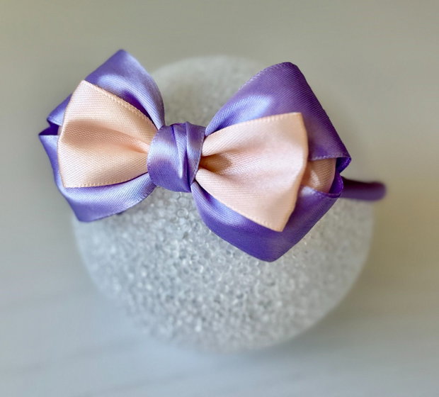 Bentiță handmade cu fundă din satin, pentru fetițe și mămici