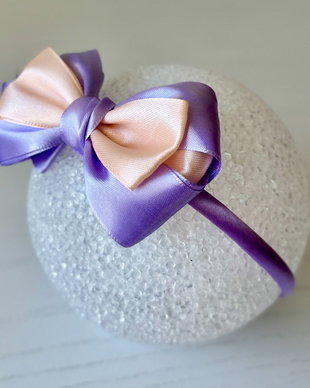 Bentiță handmade cu fundă din satin, pentru fetițe și mămici