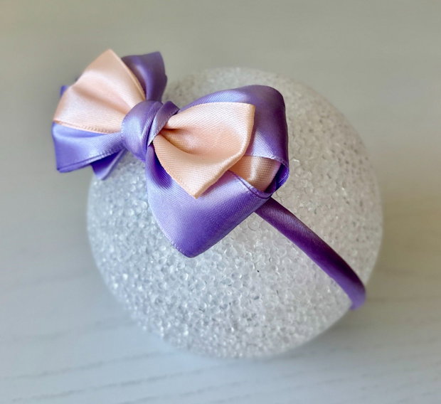 Bentiță handmade cu fundă din satin, pentru fetițe și mămici