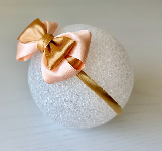 Bentiță handmade cu fundă din satin, pentru fetițe și mămici