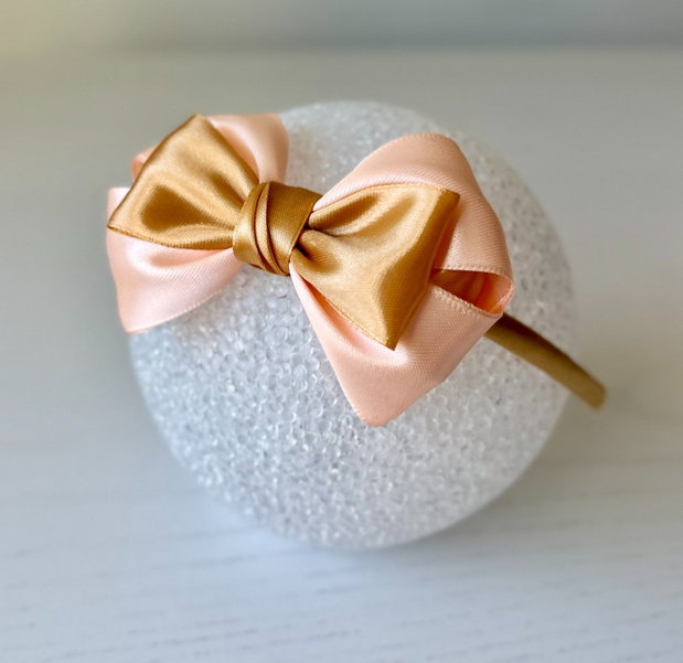 Bentiță handmade cu fundă din satin, pentru fetițe și mămici