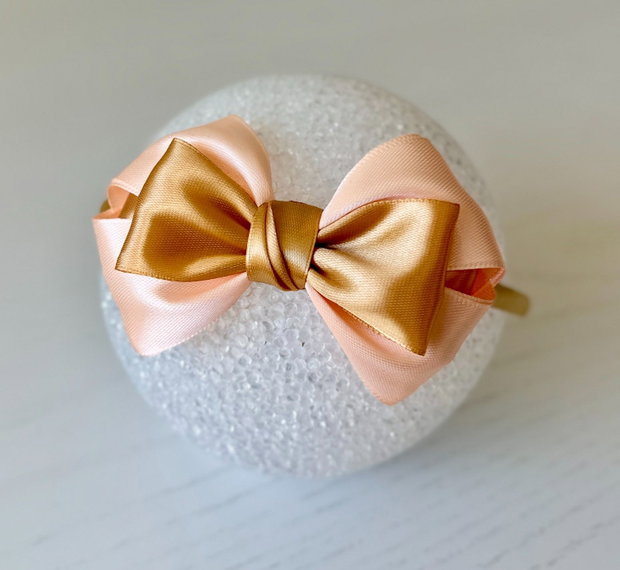 Bentiță handmade cu fundă din satin, pentru fetițe și mămici