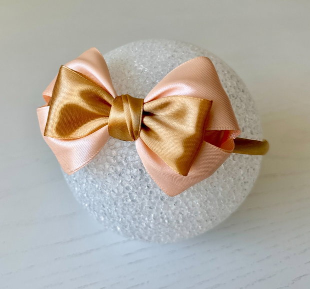 Bentiță handmade cu fundă din satin, pentru fetițe și mămici
