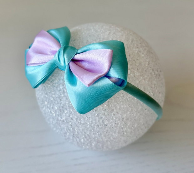 Bentiță handmade cu fundă din satin, pentru fetițe și mămici
