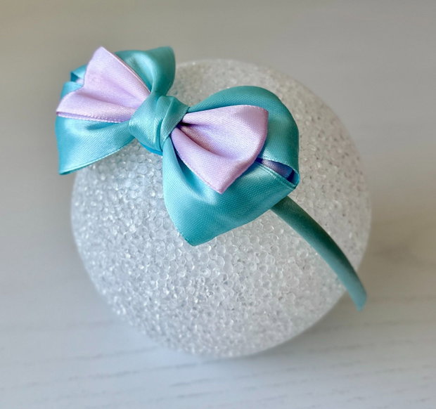 Bentiță handmade cu fundă din satin, pentru fetițe și mămici