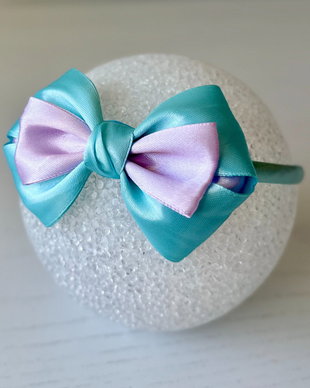 Bentiță handmade cu fundă din satin, pentru fetițe și mămici