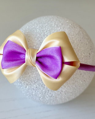 Bentiță handmade cu fundă din satin, pentru fetițe și mămici