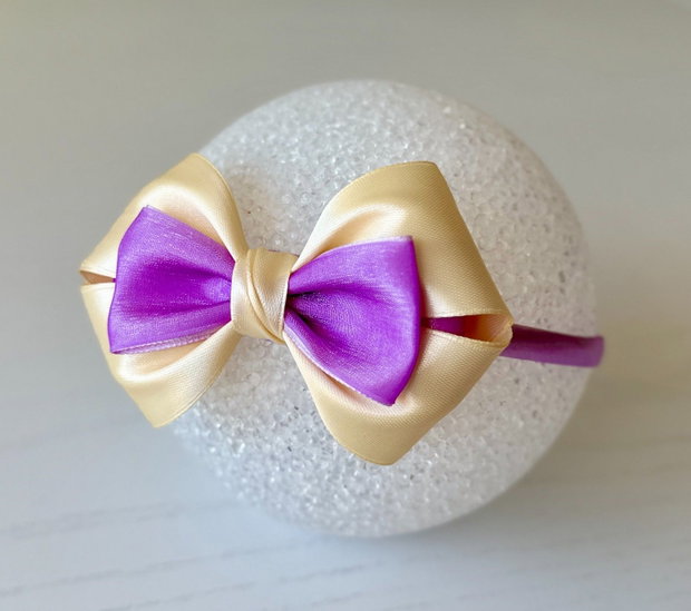 Bentiță handmade cu fundă din satin, pentru fetițe și mămici