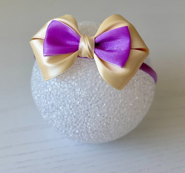 Bentiță handmade cu fundă din satin, pentru fetițe și mămici