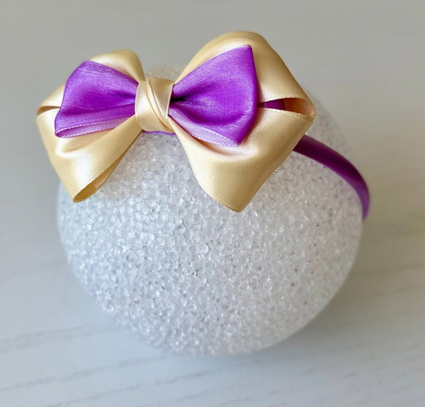 Bentiță handmade cu fundă din satin, pentru fetițe și mămici