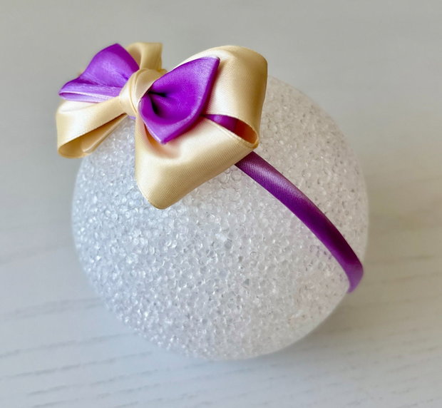 Bentiță handmade cu fundă din satin, pentru fetițe și mămici