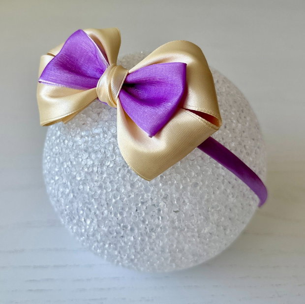 Bentiță handmade cu fundă din satin, pentru fetițe și mămici