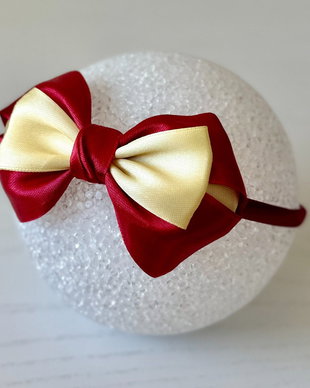 Bentiță handmade cu fundă din satin, pentru fetițe și mămici
