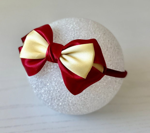 Bentiță handmade cu fundă din satin, pentru fetițe și mămici