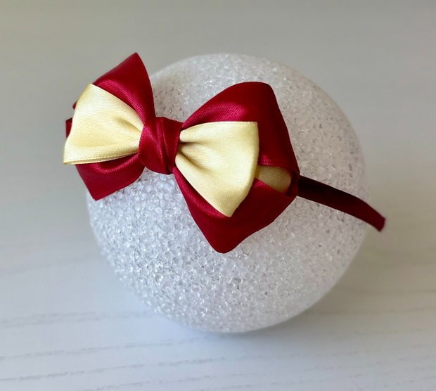 Bentiță handmade cu fundă din satin, pentru fetițe și mămici