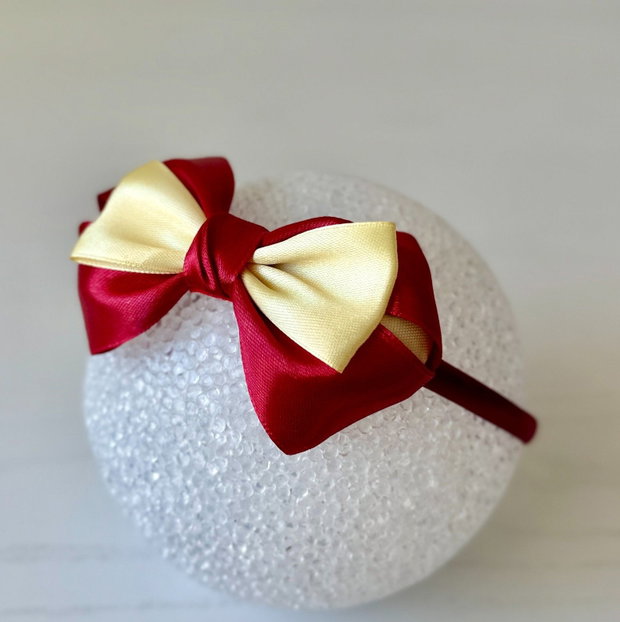 Bentiță handmade cu fundă din satin, pentru fetițe și mămici