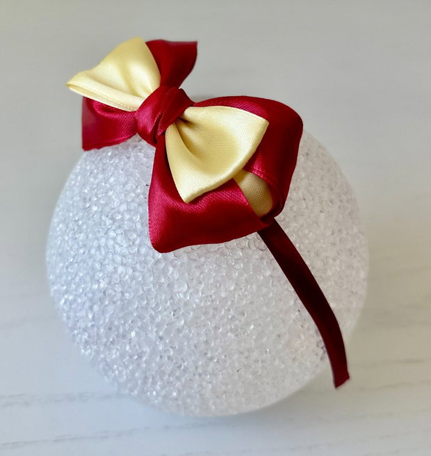 Bentiță handmade cu fundă din satin, pentru fetițe și mămici