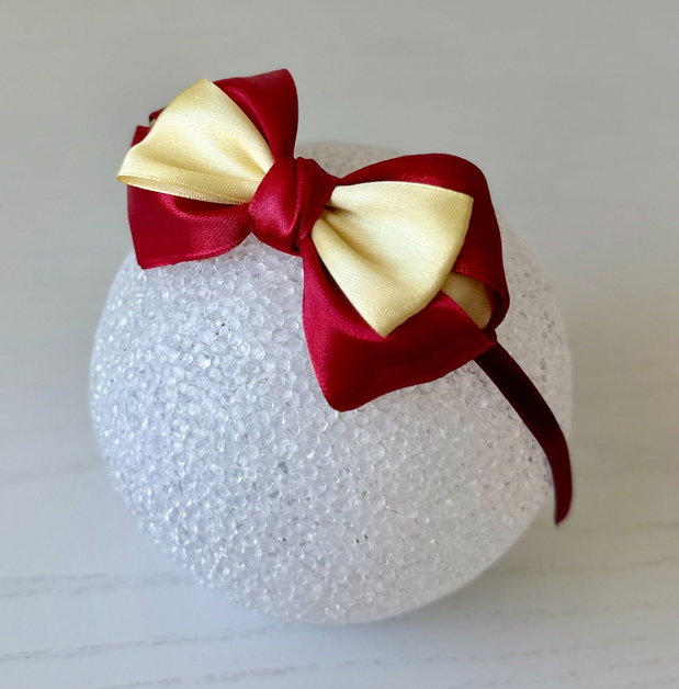 Bentiță handmade cu fundă din satin, pentru fetițe și mămici