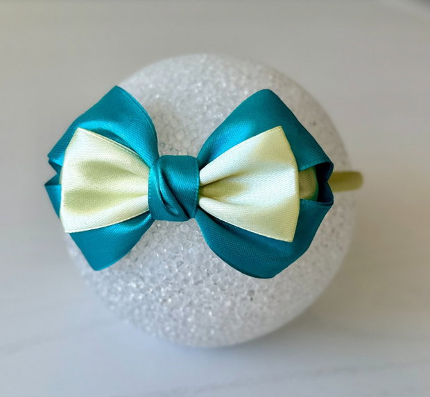 Bentiță handmade cu fundă din satin, pentru fetițe și mămici