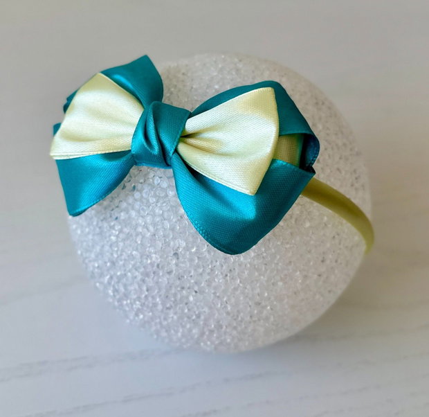Bentiță handmade cu fundă din satin, pentru fetițe și mămici
