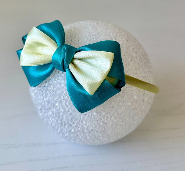 Bentiță handmade cu fundă din satin, pentru fetițe și mămici