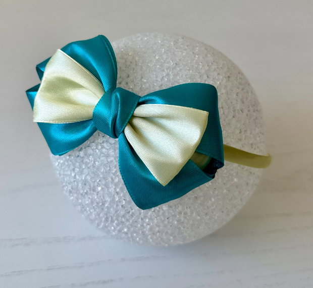 Bentiță handmade cu fundă din satin, pentru fetițe și mămici