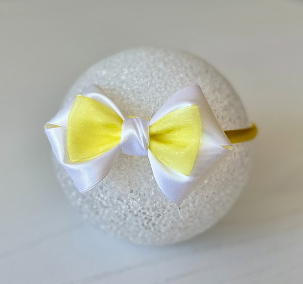 Bentiță handmade cu fundă din satin, pentru fetițe și mămici