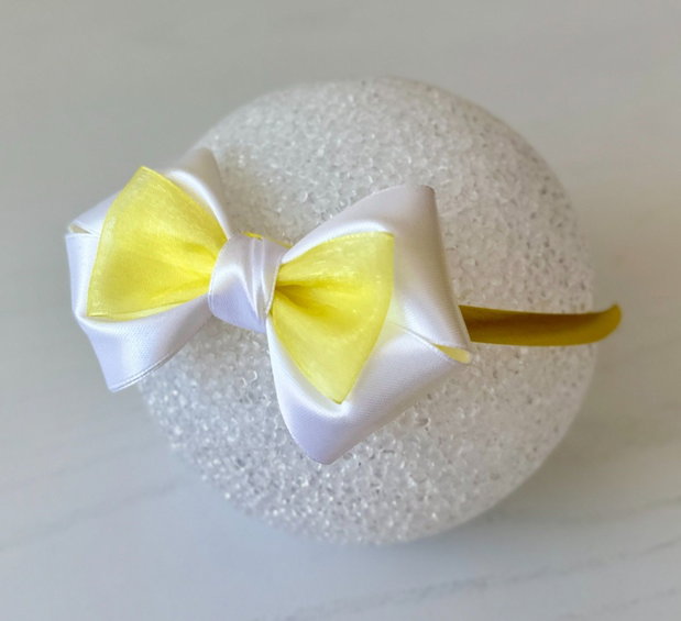 Bentiță handmade cu fundă din satin, pentru fetițe și mămici