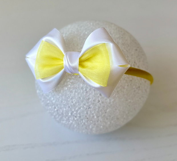 Bentiță handmade cu fundă din satin, pentru fetițe și mămici