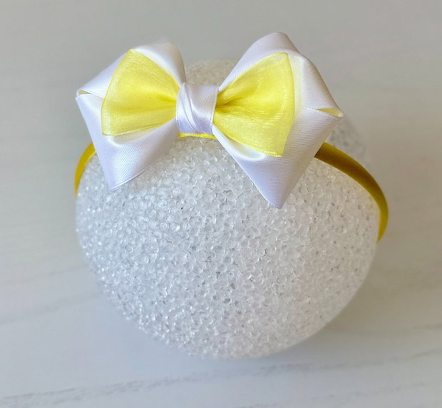 Bentiță handmade cu fundă din satin, pentru fetițe și mămici
