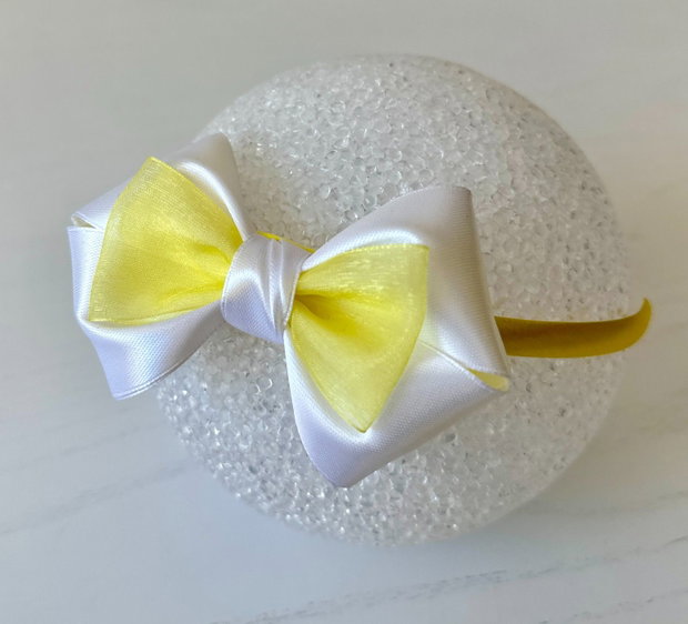 Bentiță handmade cu fundă din satin, pentru fetițe și mămici
