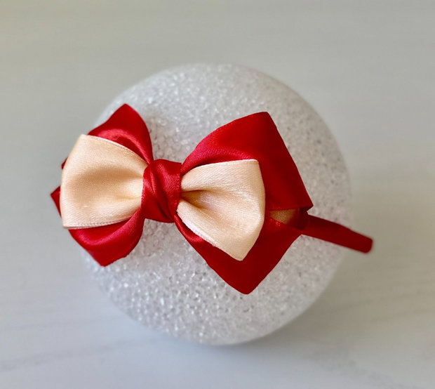 Bentiță handmade cu fundă din satin, pentru fetițe și mămici