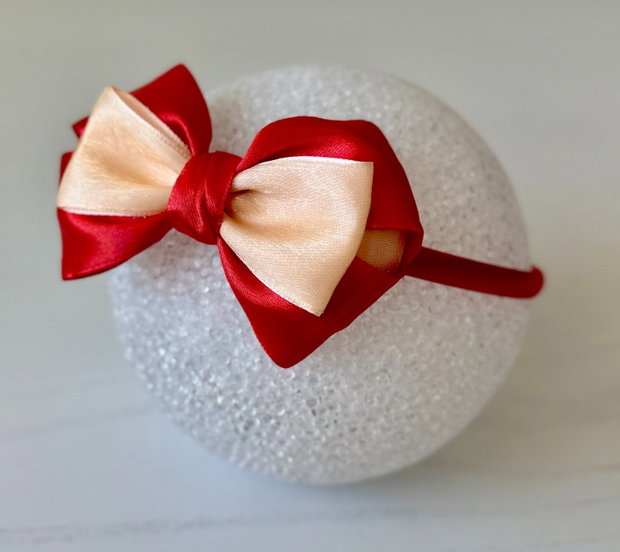Bentiță handmade cu fundă din satin, pentru fetițe și mămici
