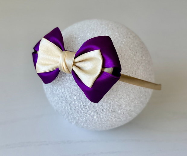 Bentiță handmade cu fundă din satin, pentru fetițe și mămici