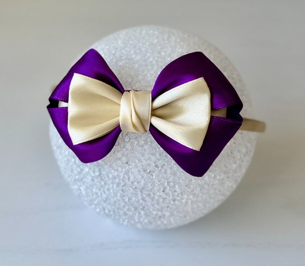 Bentiță handmade cu fundă din satin, pentru fetițe și mămici
