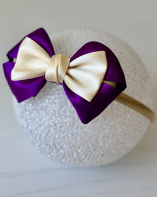 Bentiță handmade cu fundă din satin, pentru fetițe și mămici