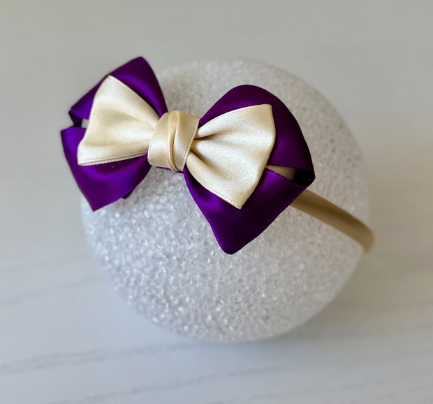 Bentiță handmade cu fundă din satin, pentru fetițe și mămici