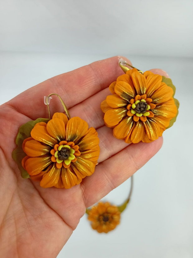 Set bijuterii florale în culori de toamnă