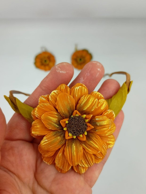 Set bijuterii florale în culori de toamnă