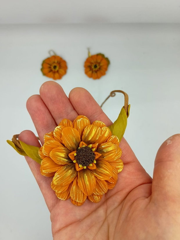 Set bijuterii florale în culori de toamnă