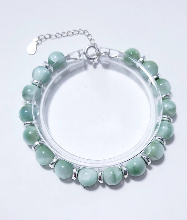 Bratara argint 925 cu larimar verde si hematit