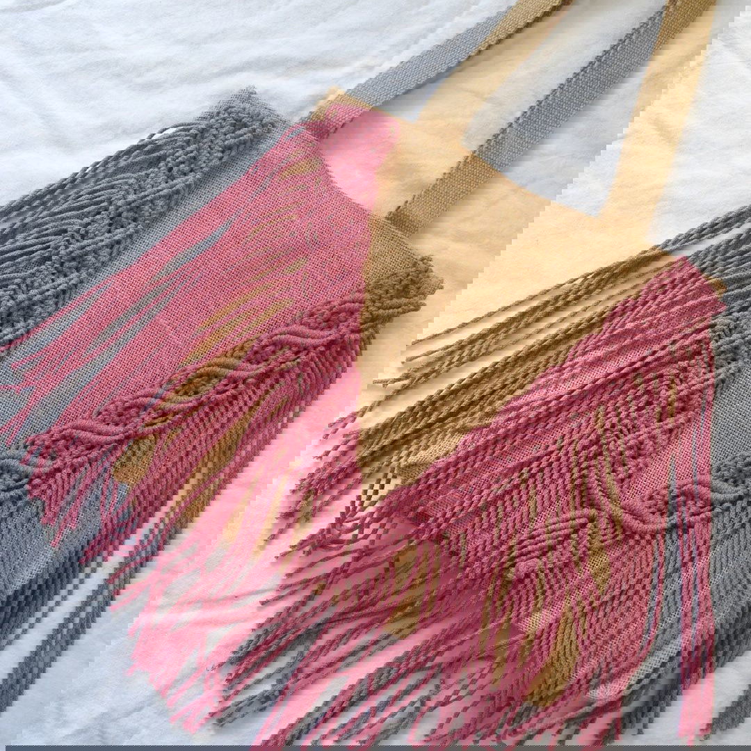 Geanta din rafie cu împletitura macrame | Dichisar