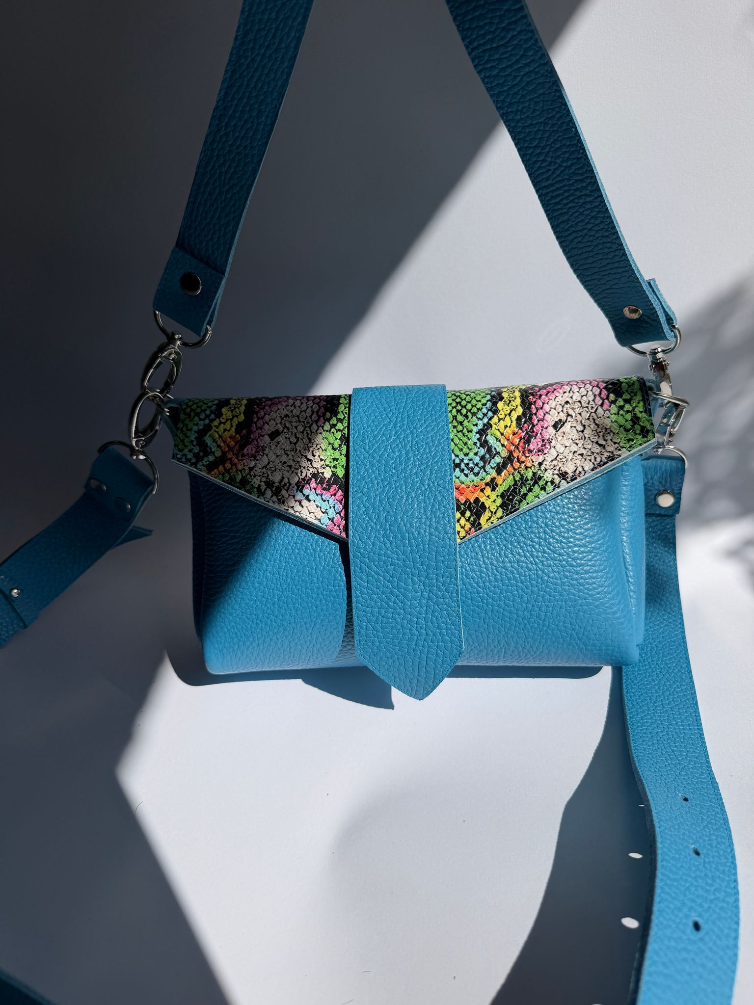 Geantă din piele naturală LOVE BLUE&SNAKE | Dichisar
